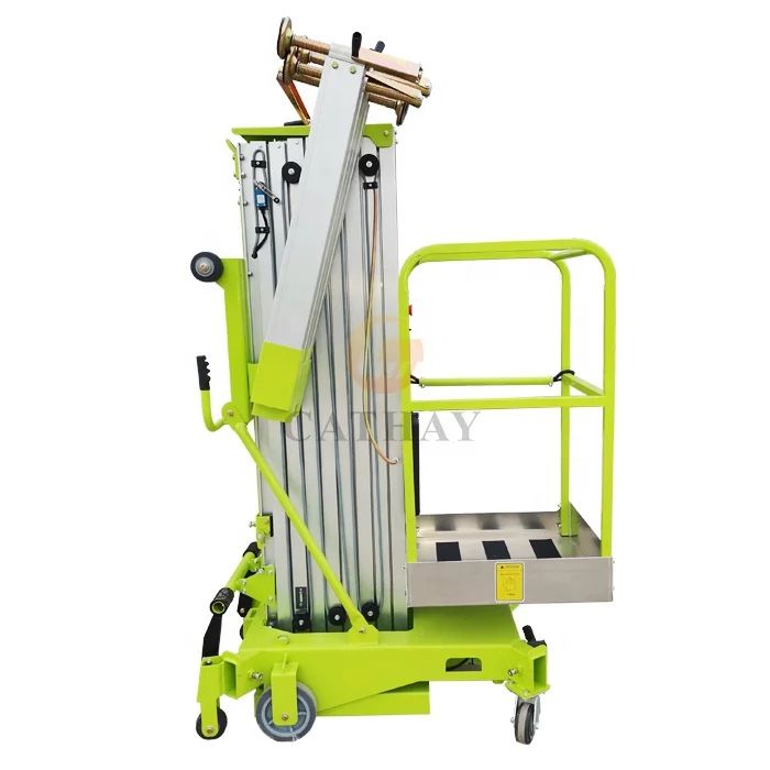CE approved portable small push around  5~12m vertical mast  mobile electric ladder lift with outriggers indicators