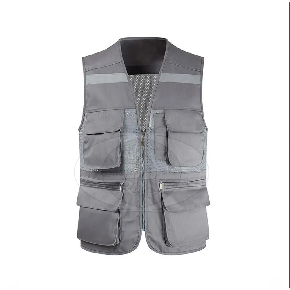 Customized Gray Reflective Safety Vest Company Logo with Pockets Custom Color Fluorescent Visibility Work Class 2 Safety Vest
