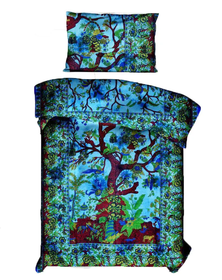 Mandala Forest Tree Indian Duvet Cover Twin Size Cotton Fabric Handmade Home Decor Beautiful