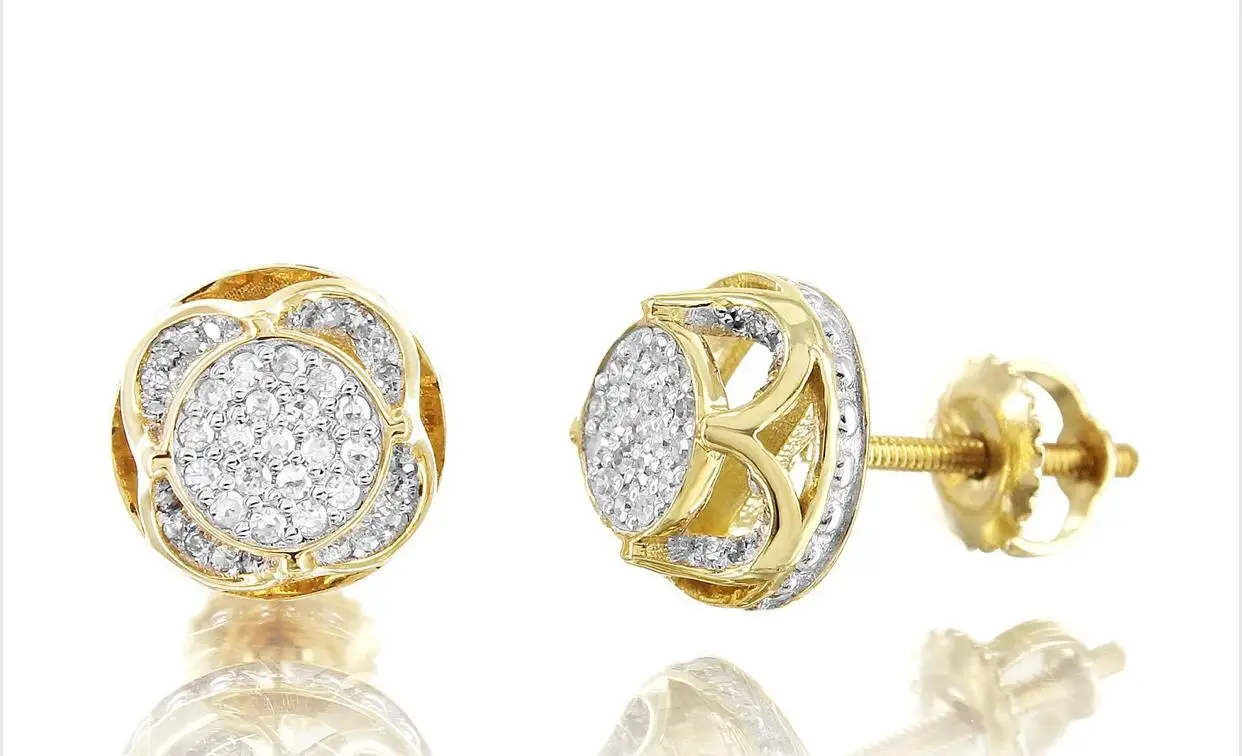 Womens Customized earrings in 10k yellow gold with natural diamonds of 1.01 ct by Indian Wholesale jewelry manufacturer