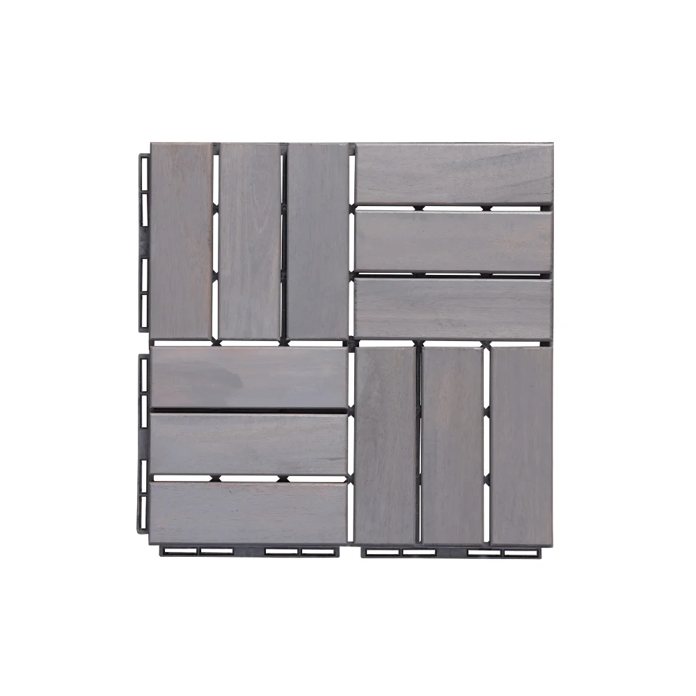 BeNK hot selling 12 slat Grey Acacia flooring tiles Wood with plastic base flooring, tiles for balcony Garden tiles Viet Nam