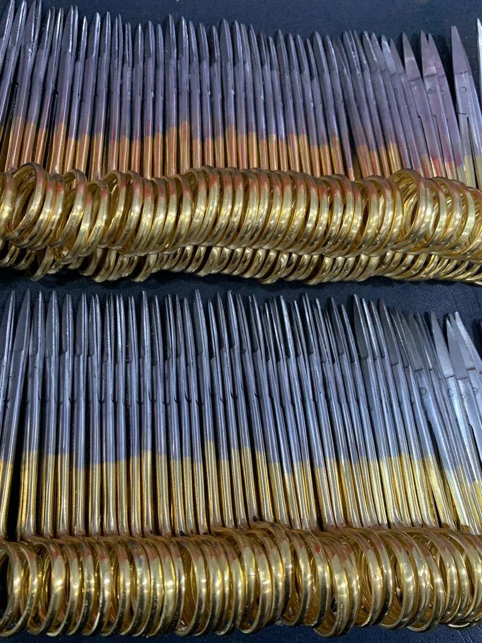 Iris TC Half Gold Plated Curved Blades Stainless Steel Surgical Scissors Instrument Set with Tuning Fork