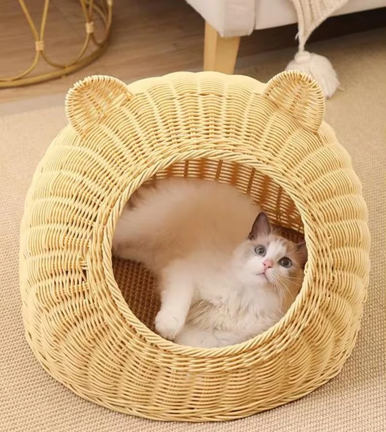 Pet Supply Manufacture Eco Material Durability Design OEM/ODM Faux Rattan Cat House-Cat Basket Made in Vietnam AGENAS