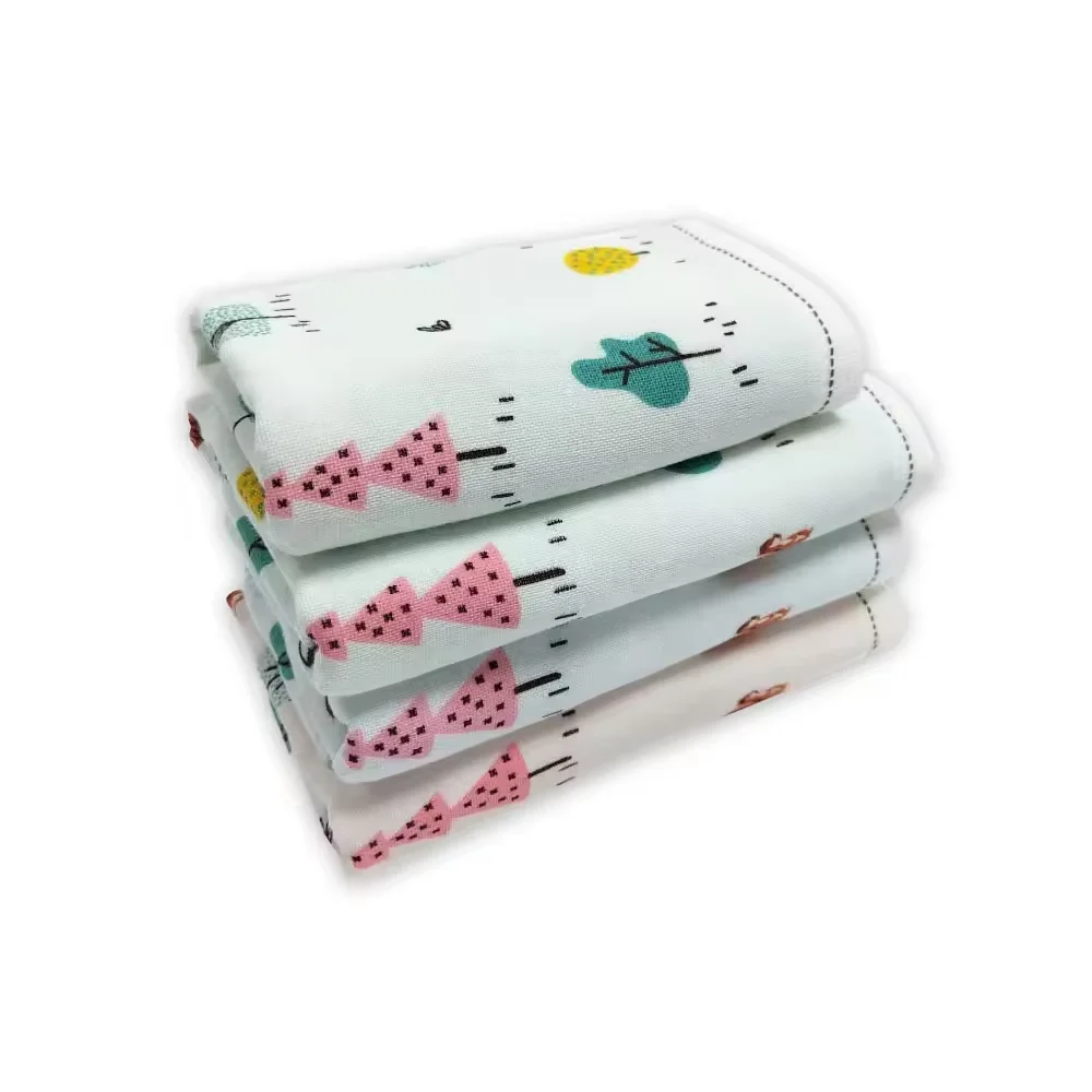 Animal Print Baby Face Hand Towel Soft Cotton Gauze Towel for Newborns