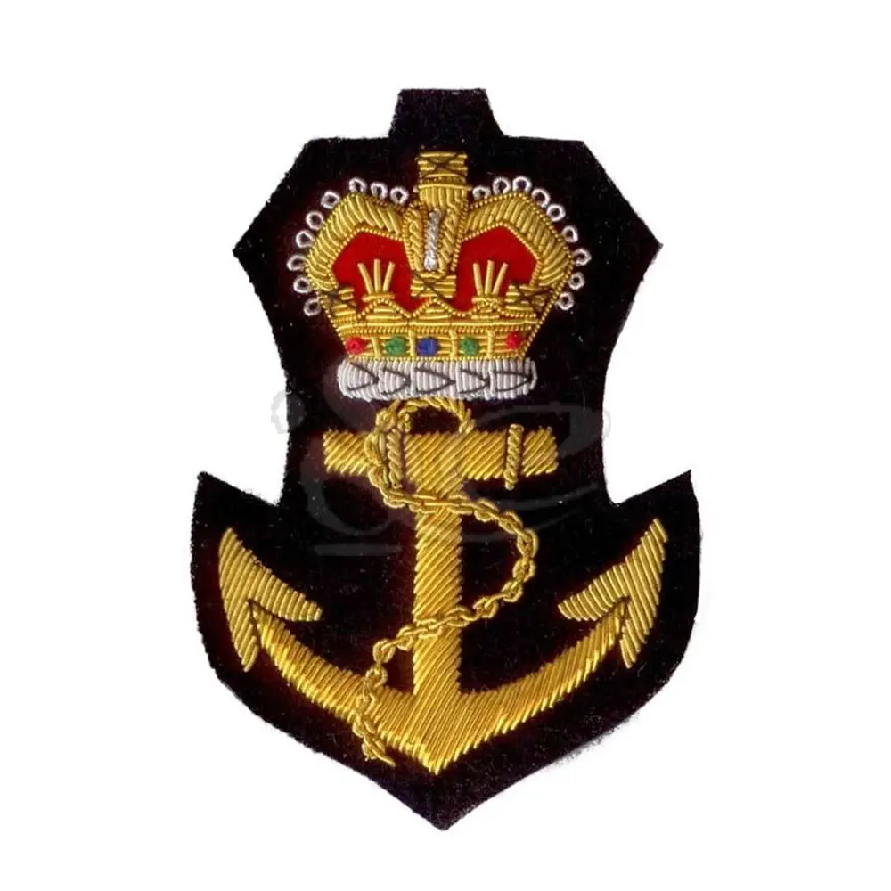Hot Sale Premium Quality Bullion Wire Badges Custom Logo Sew-On Badges with Lace Decoration Solid Color Fabric Material
