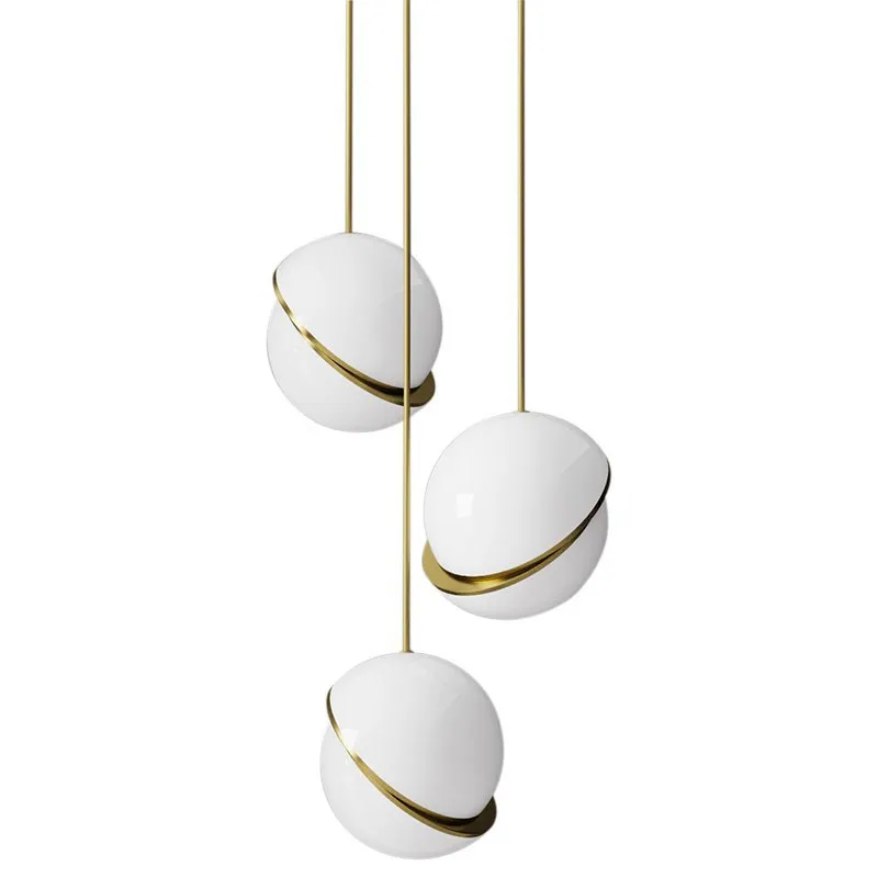 Creative Gold Globe Pendant Light Irregular White Acrylic Hanging Light Art Pendant Lamp for Bedroom Dining Room Living Room