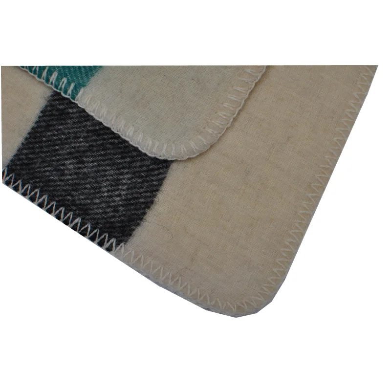 BLUE PHOENIX wool blanket throws multiple color horizontal vintage stripes luxury cozy soft whipstitch  for couch