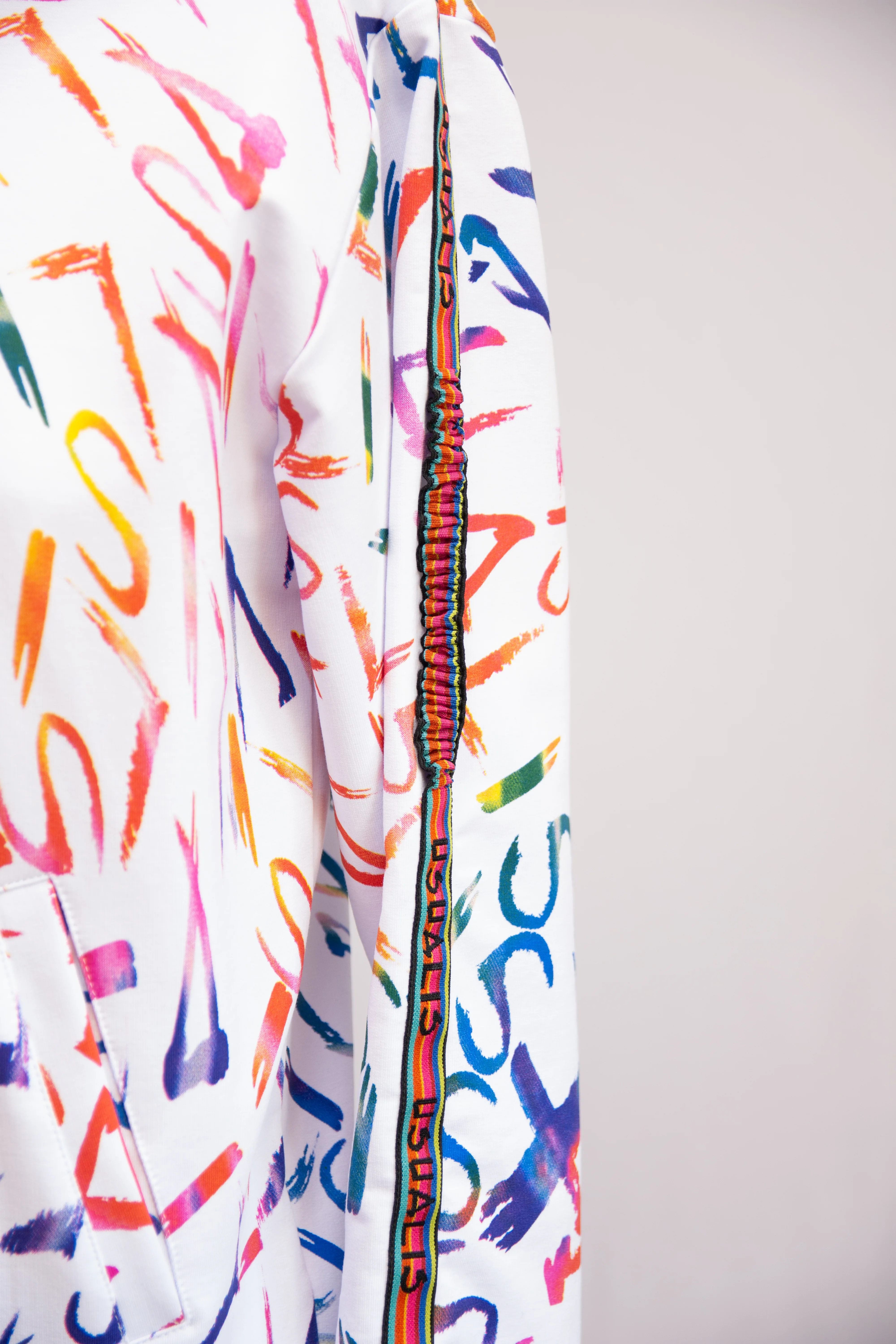 White long sleeve sweatjacket men fall winter 2023 cotton spandex multicolor printed brand Italy Made in Italy