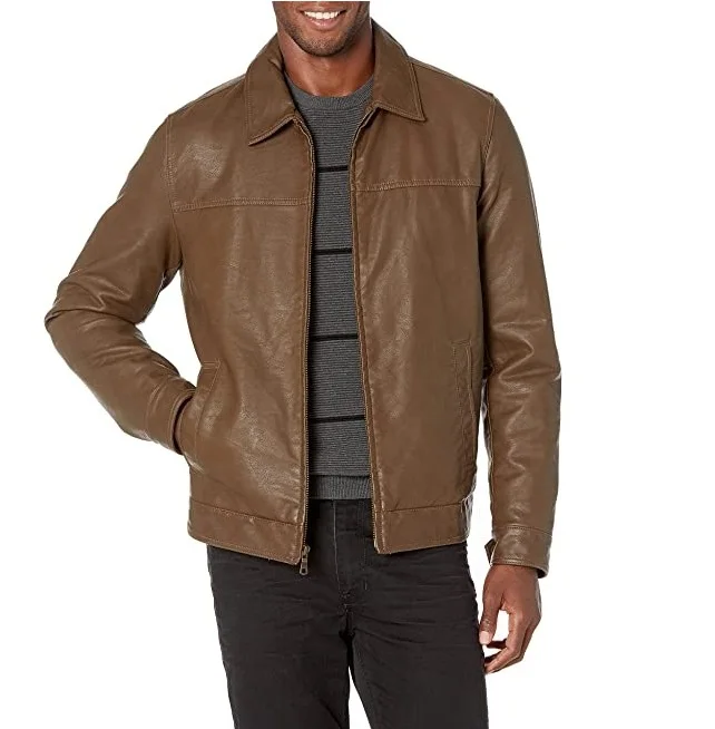 Mens Leather Jacket Genuine Leather Clothing Zipper Fashion Stylish Winter Waterproof Outdoor Biker Leather Jacket Breathable