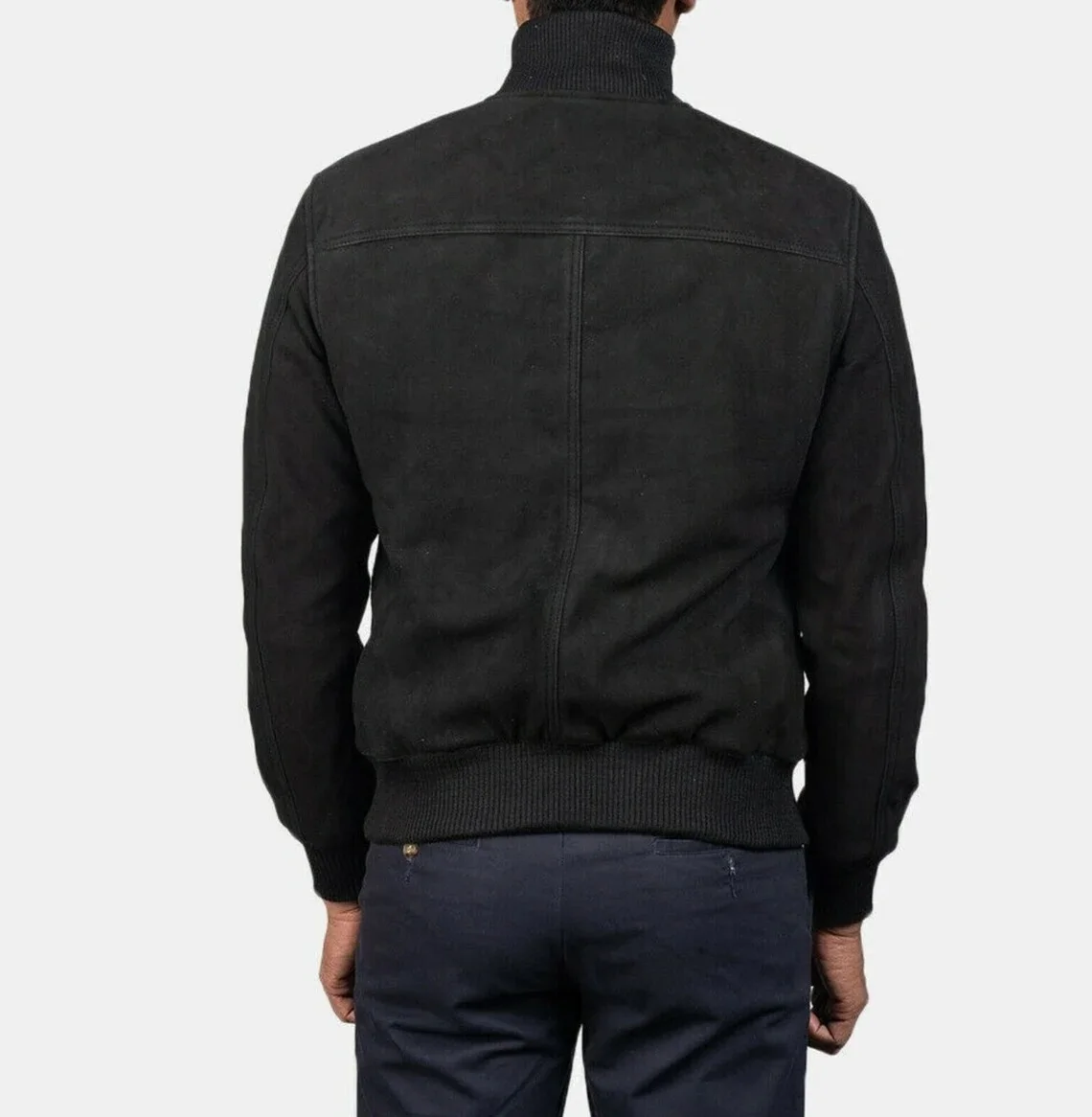 Mens Suede Leather Jacket BLACK Slim Fit Biker BOMBER Suede Jacket Celebrity COWBOY Soft Suede leather Jacket