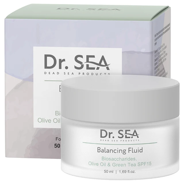 Dr.Sea Cosmetics Balancing Fluid SPF15 With Biosaccharides Olive oil and Green Tea Face Cream for Normal and Combination Skin