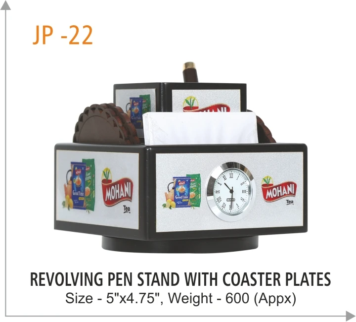 Table Clock Phone Pen Holder Stand for Office Desk Wooden Pen Stand Table Phone Holder Pen Stand Custom Branding Office Table