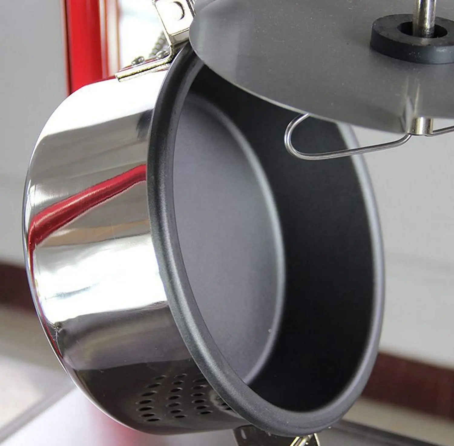 Commercial Red Popper Luxury 8 oz Stainless Steel Hinged Cover Electric Popcorn Machine With Warmer Bulb