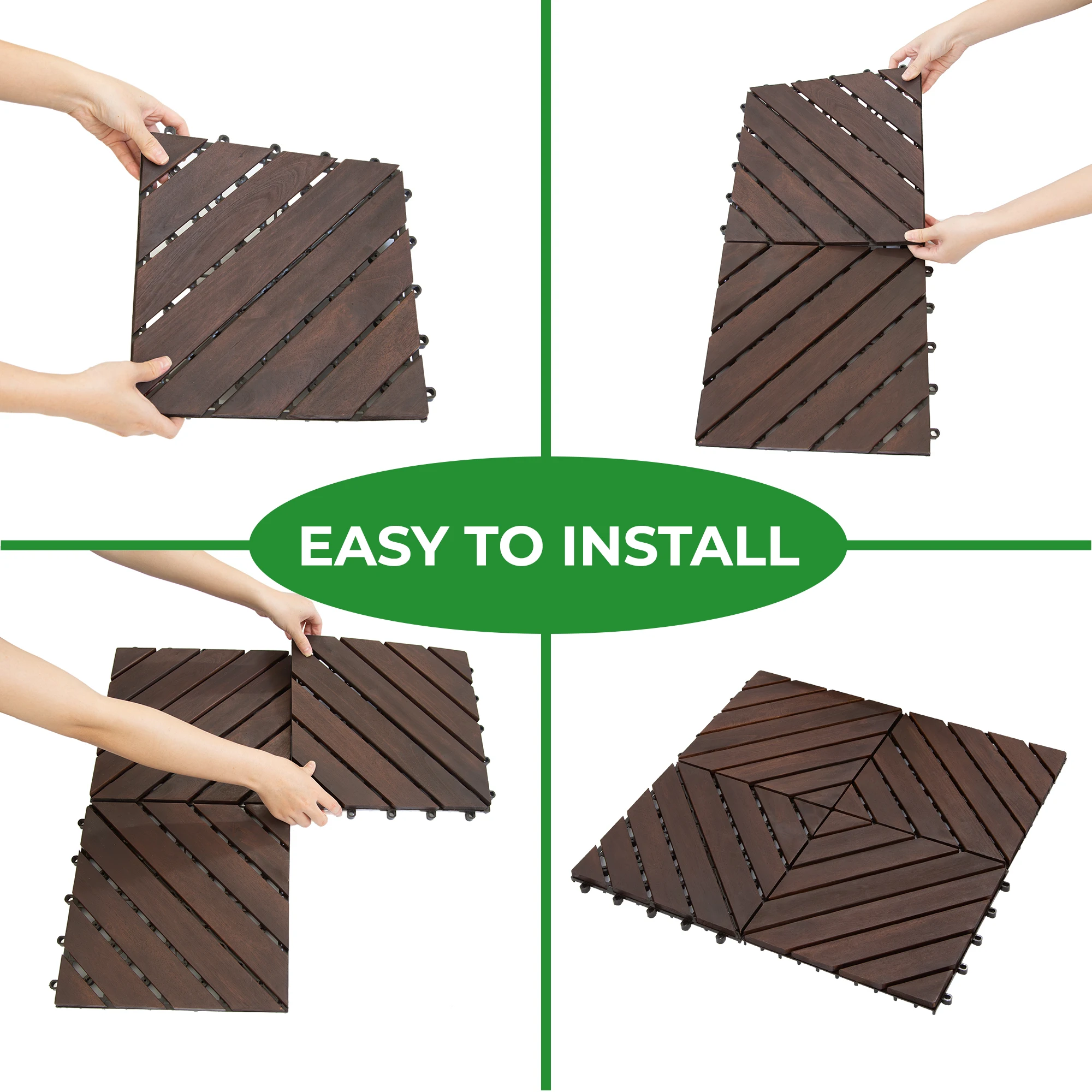 FGW-08SRS Acacia Wood Interlocking Deck Tile for Home Balcony Entry Back Yard Garden Landscaping & Decking for Home Decoration