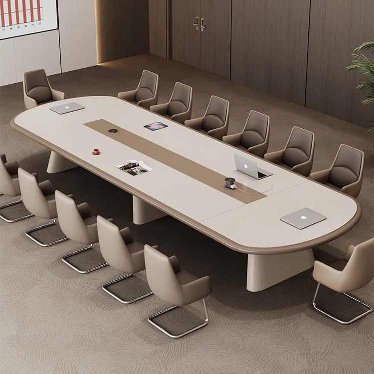 2024 New Oval Modern Simple Wooden Conference Table Multi-Person Meeting Negotiation Table Meeting Room Desk