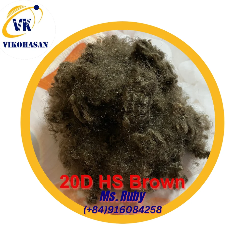 Supper Quality 7D HS Brown Polyester Staple Fiber Vikohasan Fiber and eco-friendly recycled fiber Low Price Offer