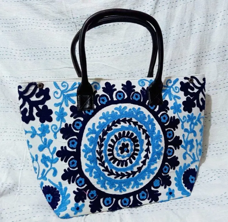 Indian Beautiful Suzani Shoulder Bag Handmade Cotton Embroidered Vintage Suzani Decorative Hippie Tote Women Boho Shopping Bag