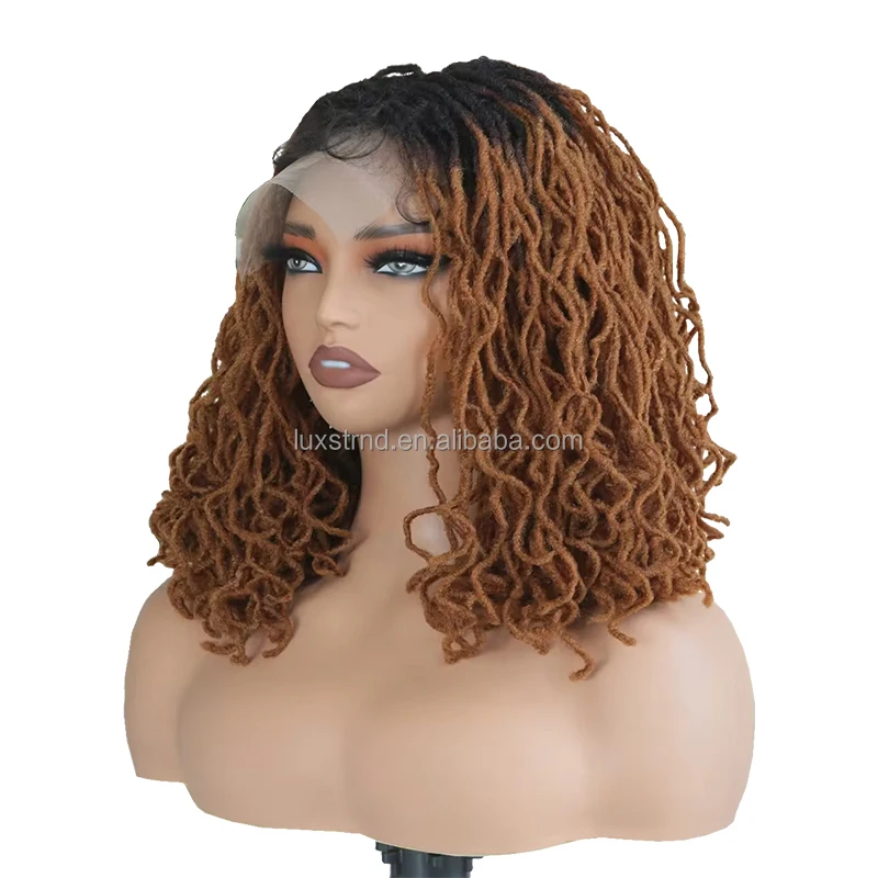 Оптовая продажа бесклеящие фронтальные плетеные парики ручной работы из синтетической тесьмы африканские Омбре коричневые продавцы