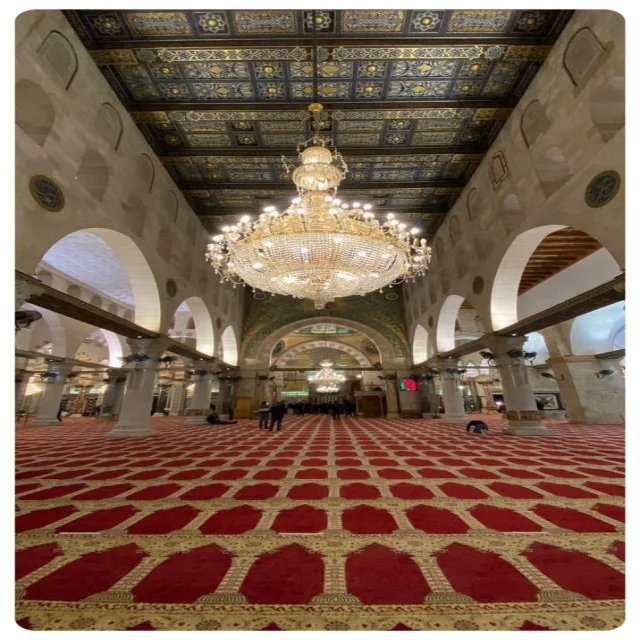 Machine Pattern Carpet for Mosque, prayer Room Carpets Made Red and Blue  Modern Floral Round Floor Carpet