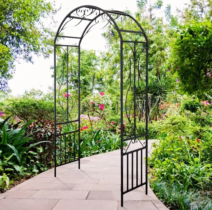 Beautiful modern design black steel garden arched for wedding ceremony party reception stage decoration baby shower garden arch