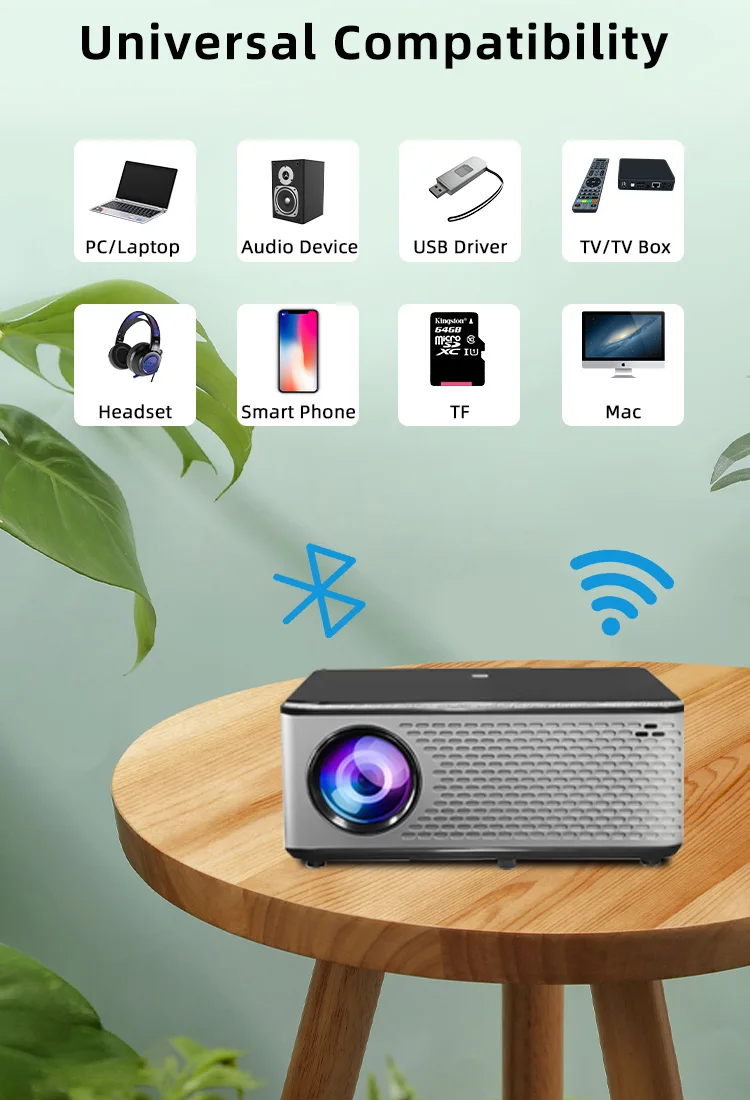 Best Selling Factory Direct Price Native 1080P 4K LCD LED Projectors WIFI Home Theater Cinema 500 ANSI Lumens Support 4K