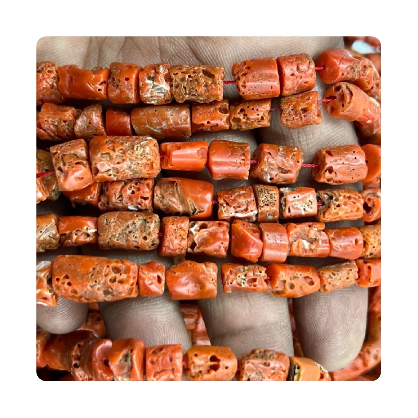 Factory Wholesale Natural Italian Coral Tube Old Looking Tube Shape Beads Size 10 to 15 Mm Long Approx 20 Inches Necklace