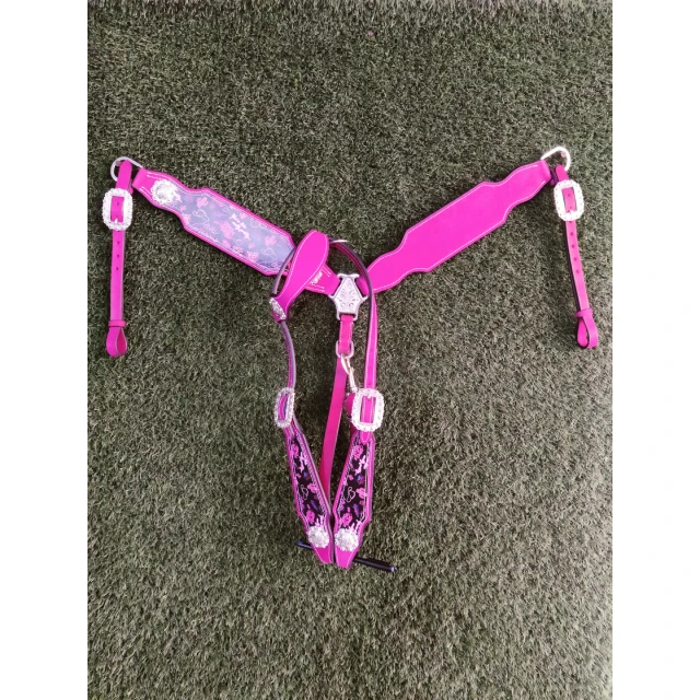 Buy Standard Quality Western Horse Headstall Breast Collar Set with Cow Leather Made For Horse Uses By Exporters