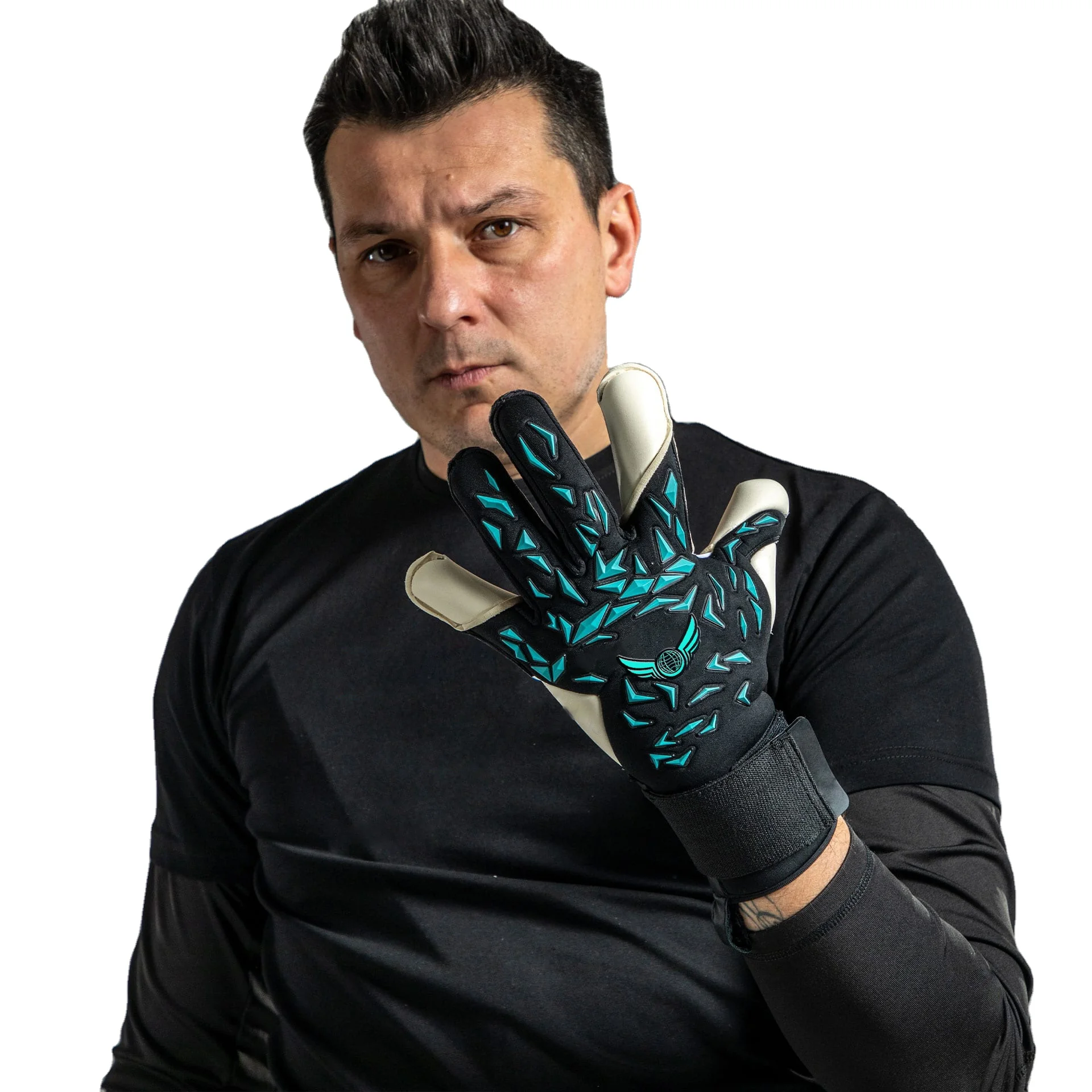 22-23 World Cup Microfiber Breathable Flexible Comfortable Blue Latex Wear-Resistant Soccer Goalkeeper Gloves