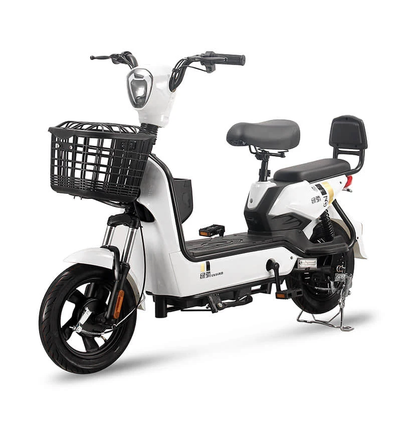 LVJIAO Factory Cheap 2024 New Hot Fashion 48V350W Canton Fair Disc Drum Brake 2.5*10 25km/h Electric Adult Bicycle Moped Basket