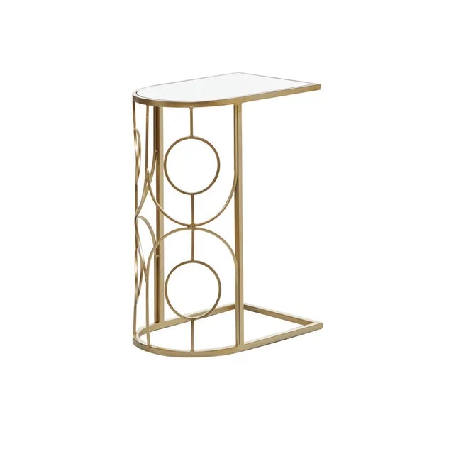 Stylish Golden Frame Coffee Table With Round Glass Top Hotel Floor Decoration Luxury Home Center Tables At Lowest Price