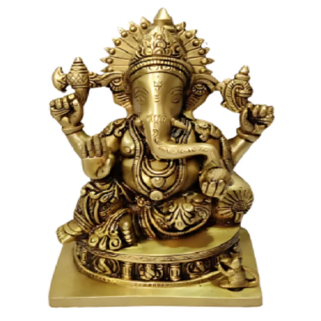 Popular Brass Shubhra Yukta Glazing & Auspicious Ganesha Lakshmi and Saraswati Adorning Figurines Yaksha Best Temple Idols