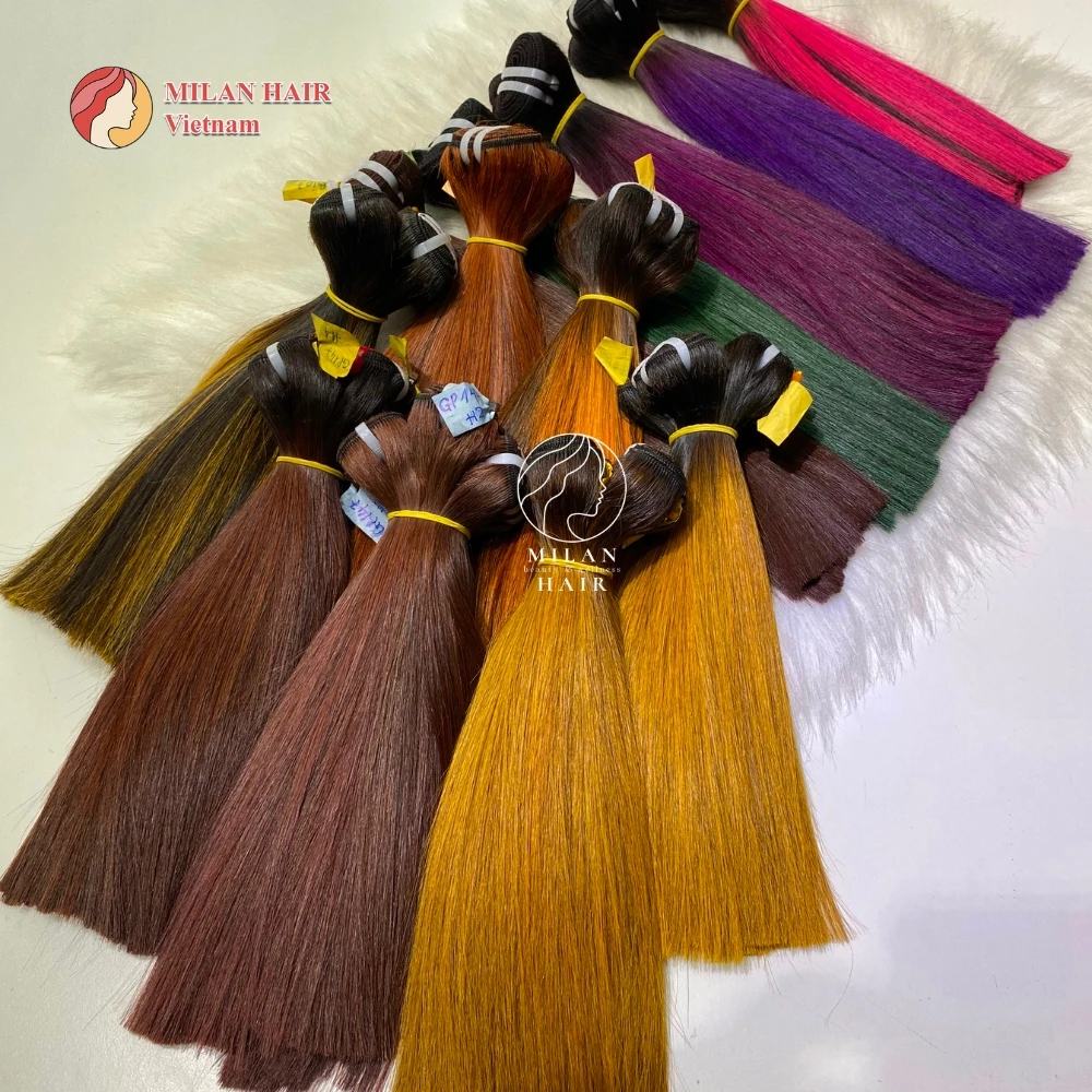 Wholesale from 25 bundles of natural hair extensions Vietnamese women use to sew dyed wig heads human hair bundles