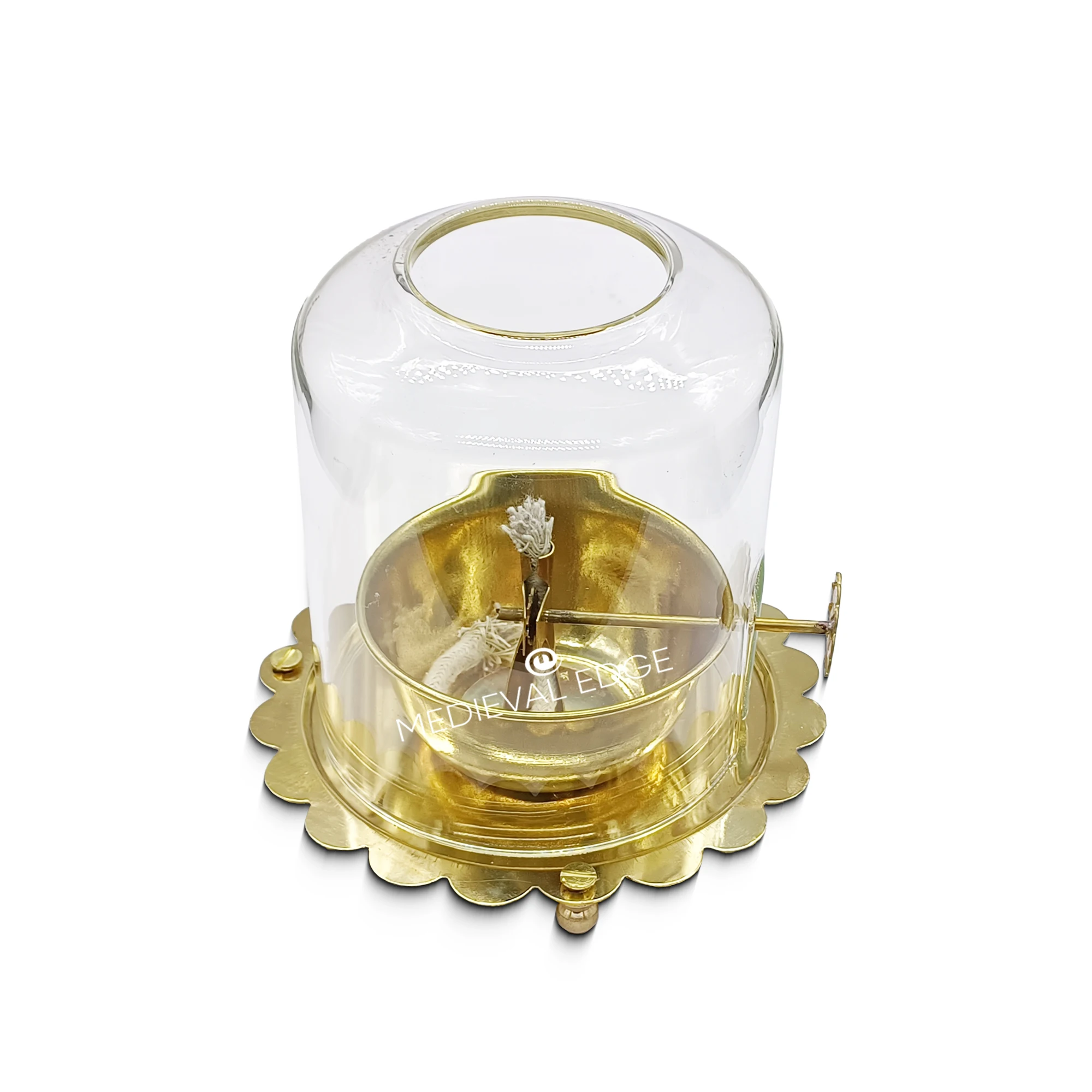 Best Quality Brass Akhand Medium Jyoti Diya with Elegant Glass Shade for Pooja Rooms Festive Decorations Original Indian Factory