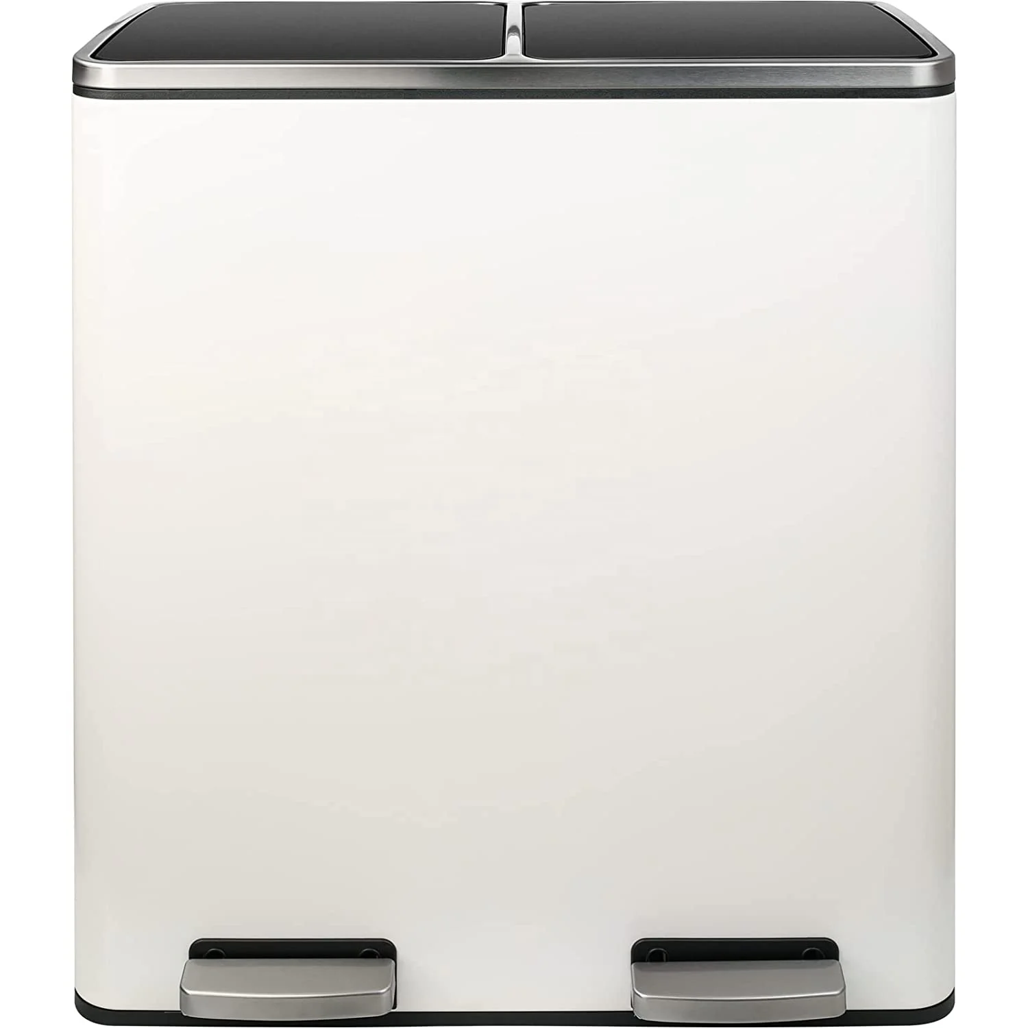 60L(16 Gal ) Kitchen Garbage Trash can Double Compartment Classified Rubbish Bin with Plastic Inner Buckets