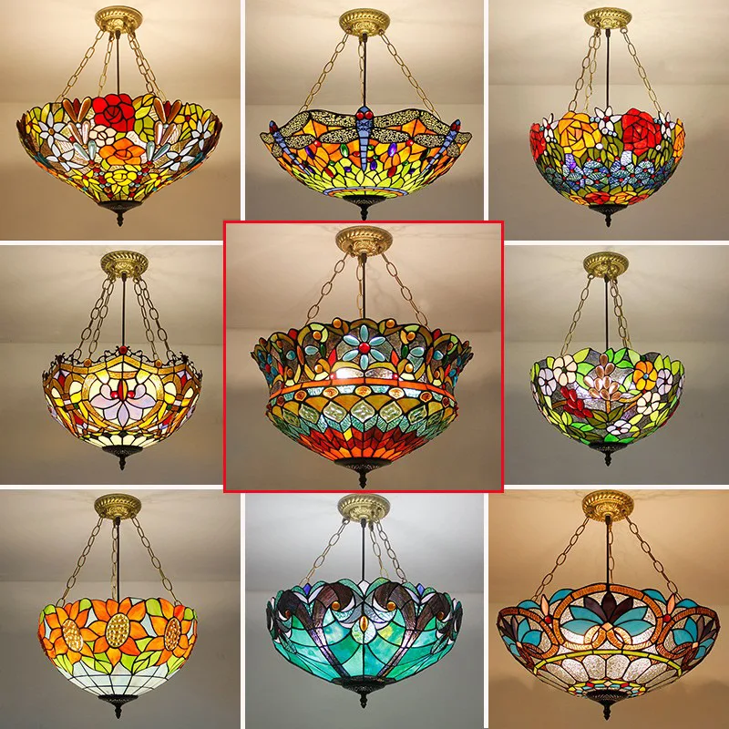 Handmade european style antique tiffany chandeliers hanging lamp for decoration