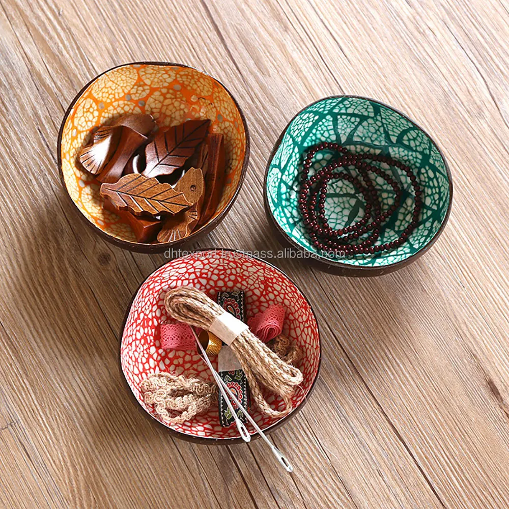 Vietnam Export Lacquered Coconut Shell Bowls Multiple Colors Round Shape High Quality Cheap Price