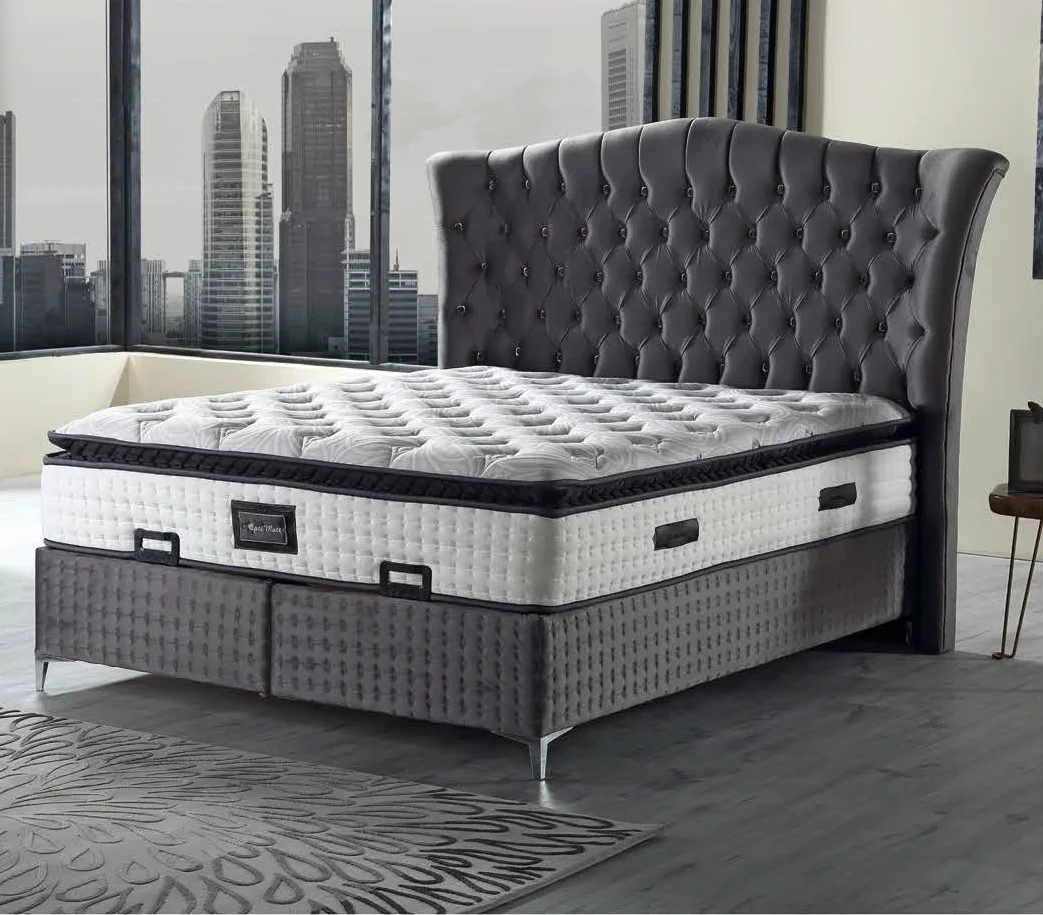 Modern European Hotel Bed Latest Double Bed Designs with Solid Wood Soft Style european