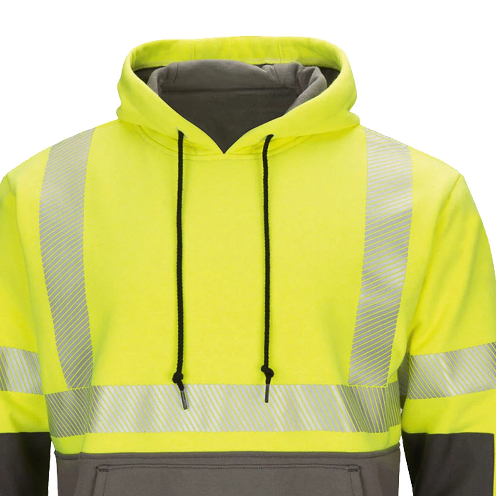 Толстовка с капюшоном Hi Vis 100% Полиэстеровая ткань застежка-молния класс 3 светоотражающая защитная одежда защитные толстовки для