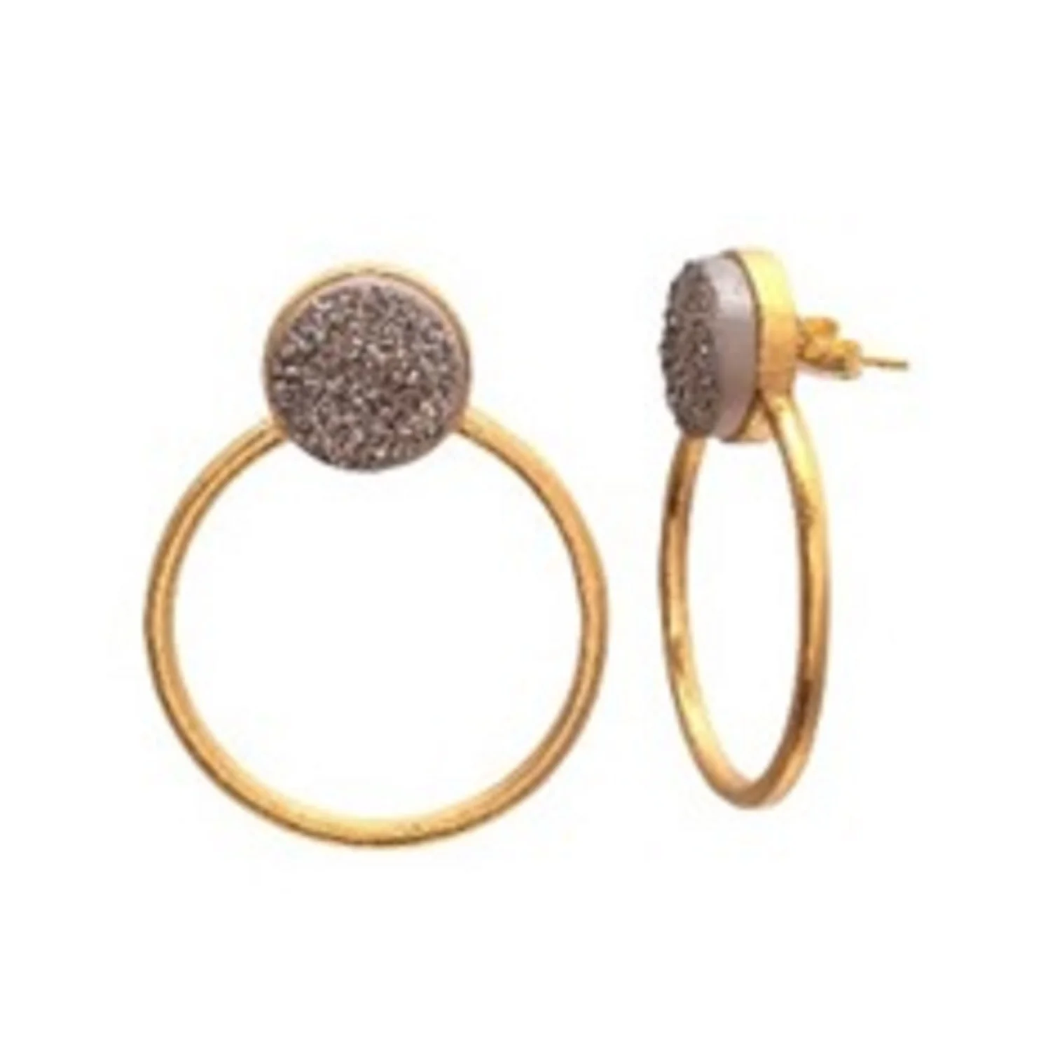 New Arrival Shape Earrings Gold Plating 925 Sterling Silver Grey Druzy Gemstone Titanium Copper Main Stylish Weddings Gifts