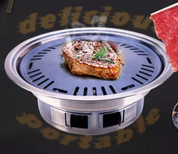 Portable Grill Wood Frame Chrome Feature Powder Folding Material Stainless Steel BBQ Grill Korean BBQ Grill Table