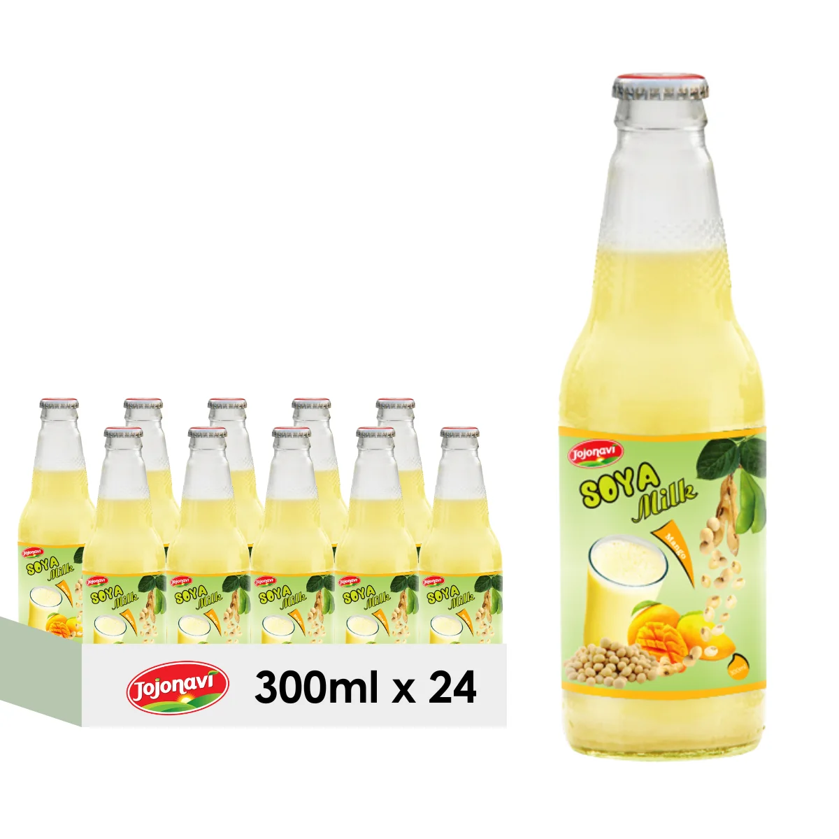 JOJONAVI Mango Flavored Soya Milk Natural Fruit Juice Soy Milk in Glass Bottle Wholesale supplier Private label OEM ODM