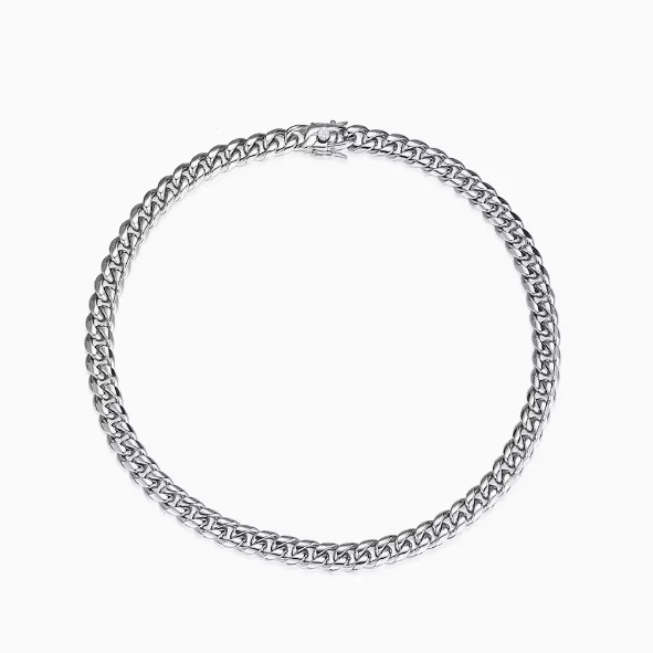 Wholesale Choker High Quality Polished Stainless Steel Curb Necklace Silver Chain Necklace Cuban Chain Necklace Unisex Men Women