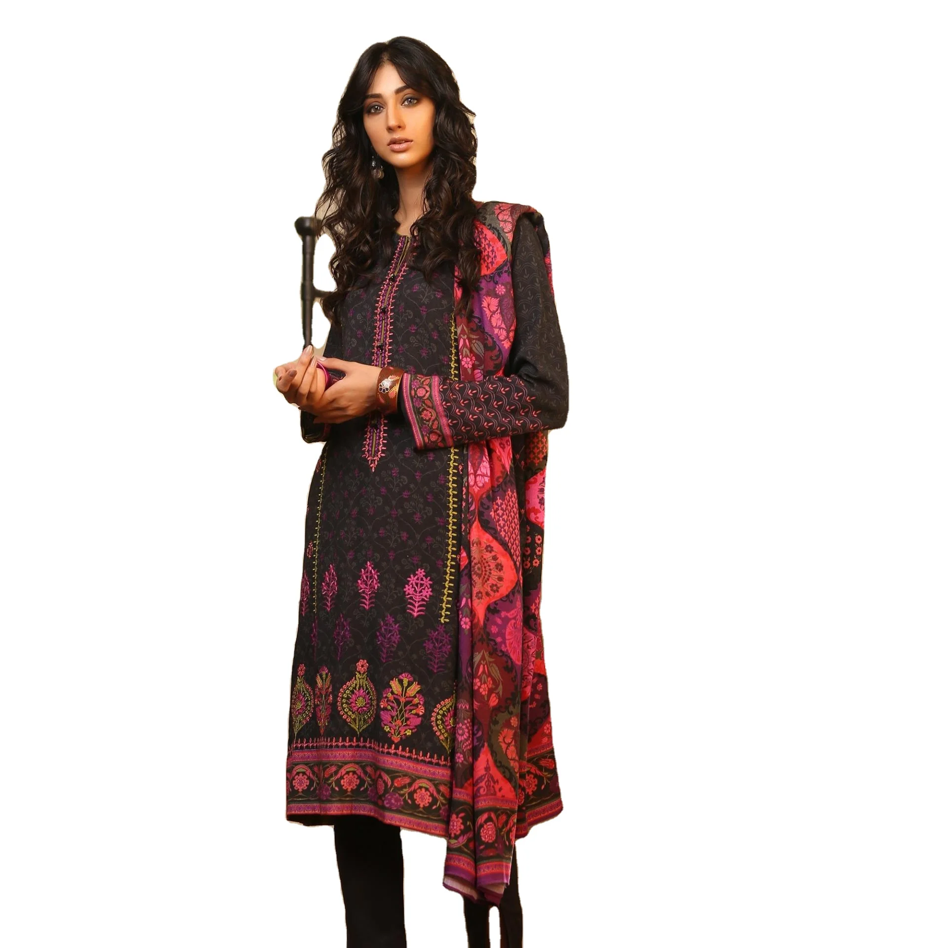 Wholesale New Arrival Pakistani ladies  winter stitched collection three piece wear customized color size best stitching Quality