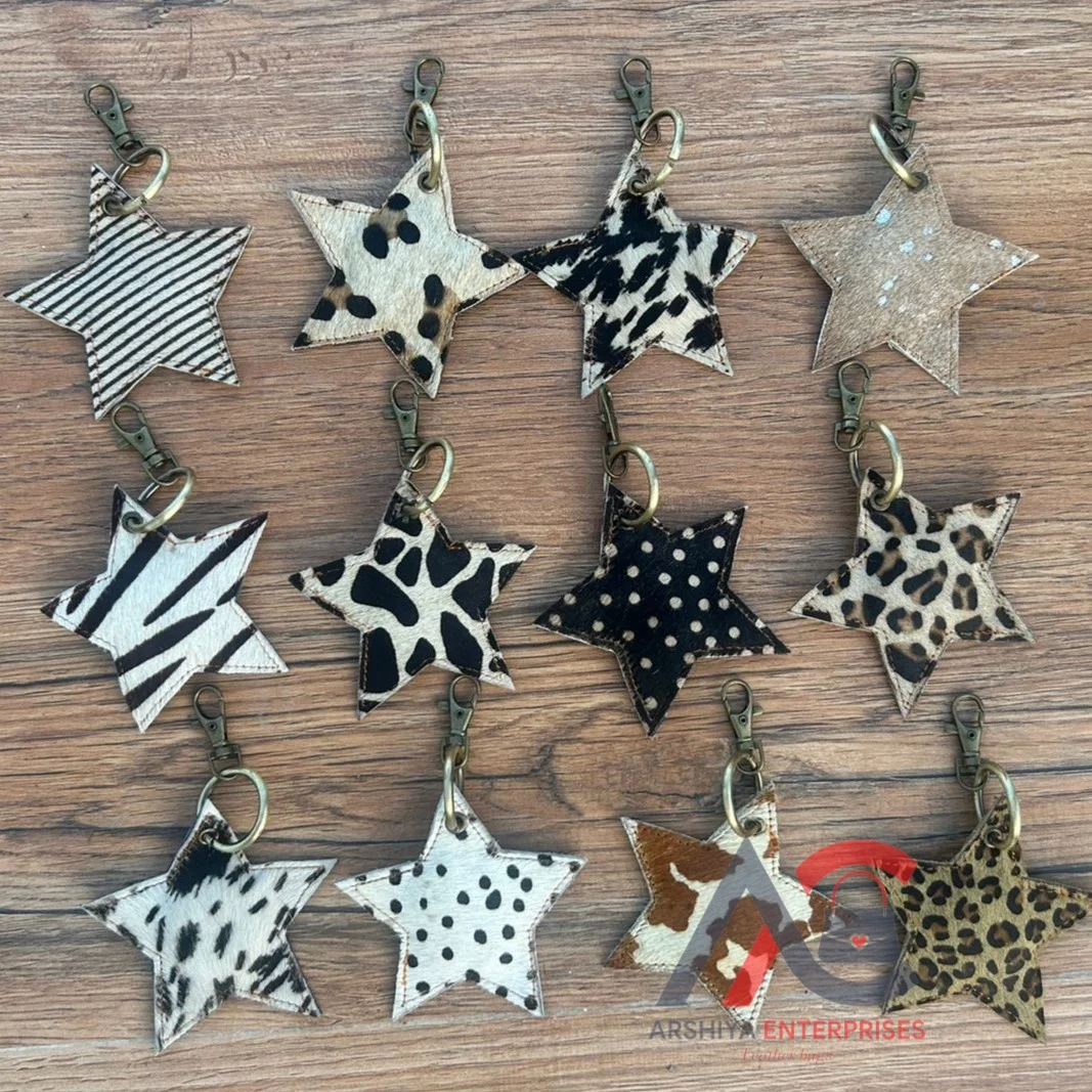 New Unique Style Cowhide Leather Keychain  Cowhide Leather Keyrings Stylish Keychain Hot Selling Real Fur keychain