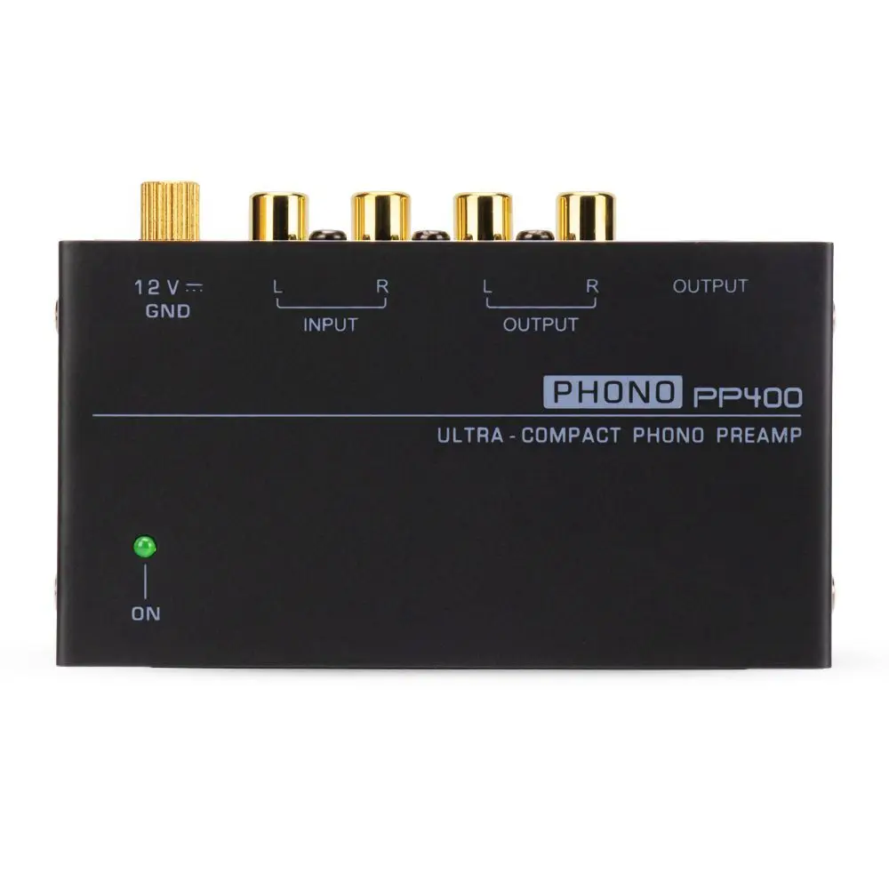 PP400 Ultra-Compact Phono Preamp Preamplifier Home Mini Audio Amplifier with RCA Interface for Turntable Tube Amplifier Speakers