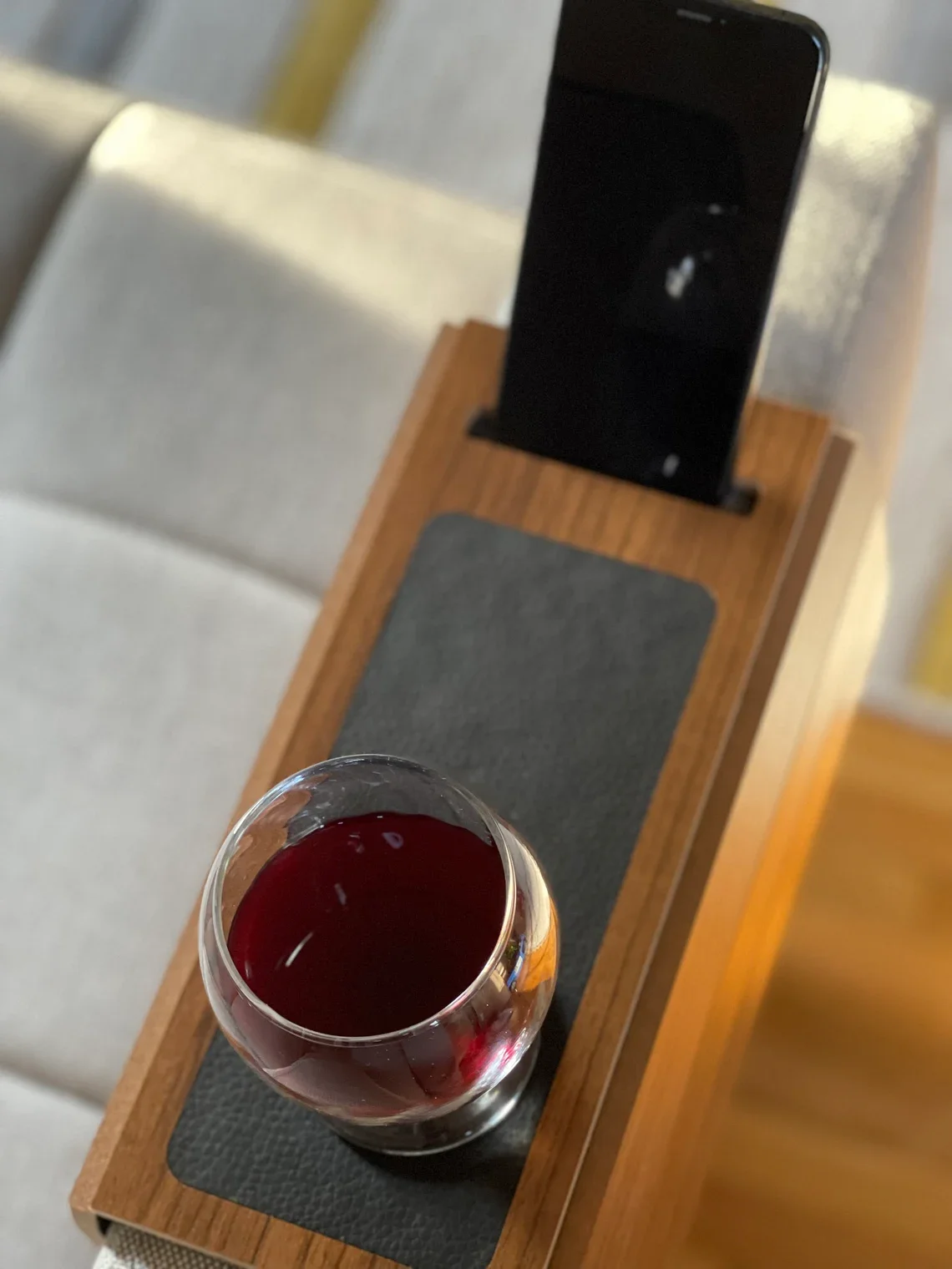 Sofa Side Table Non Slip Surface Adjustable Wooden Sofa Tray