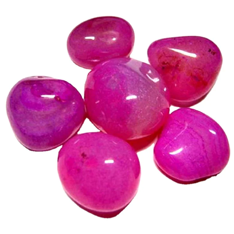 WHOLESALE NATURAL HEALING CRYSTAL PINK ONYX AGATE  TUMBLES/PEBBLES :  GEMSTONE HIGH QUALITY PINK ONYX POLISHED TUMBLED STONE