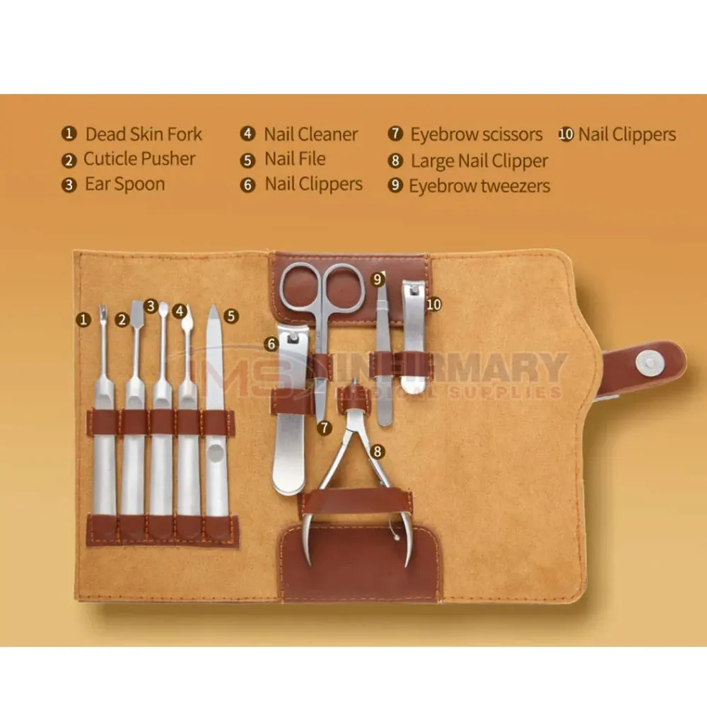 OEM Stainless Steel Professional Pedicure Kit Manicure Set with Black Manicure Pedicure Nail Care Set Cutter Cuticle Clippers