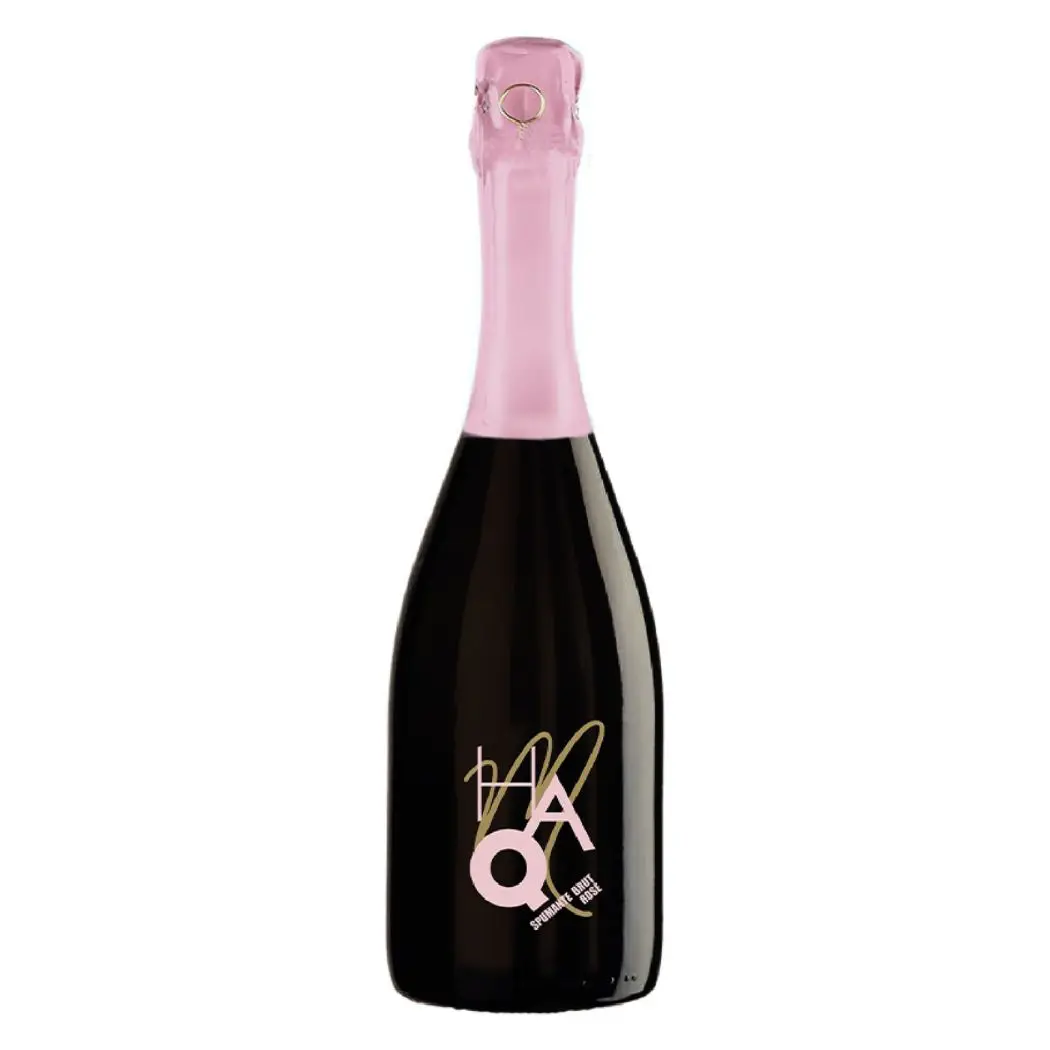 italian sparkling rose wine HAQ SPUMANTE ROSE has a beautifully  brillant rose color