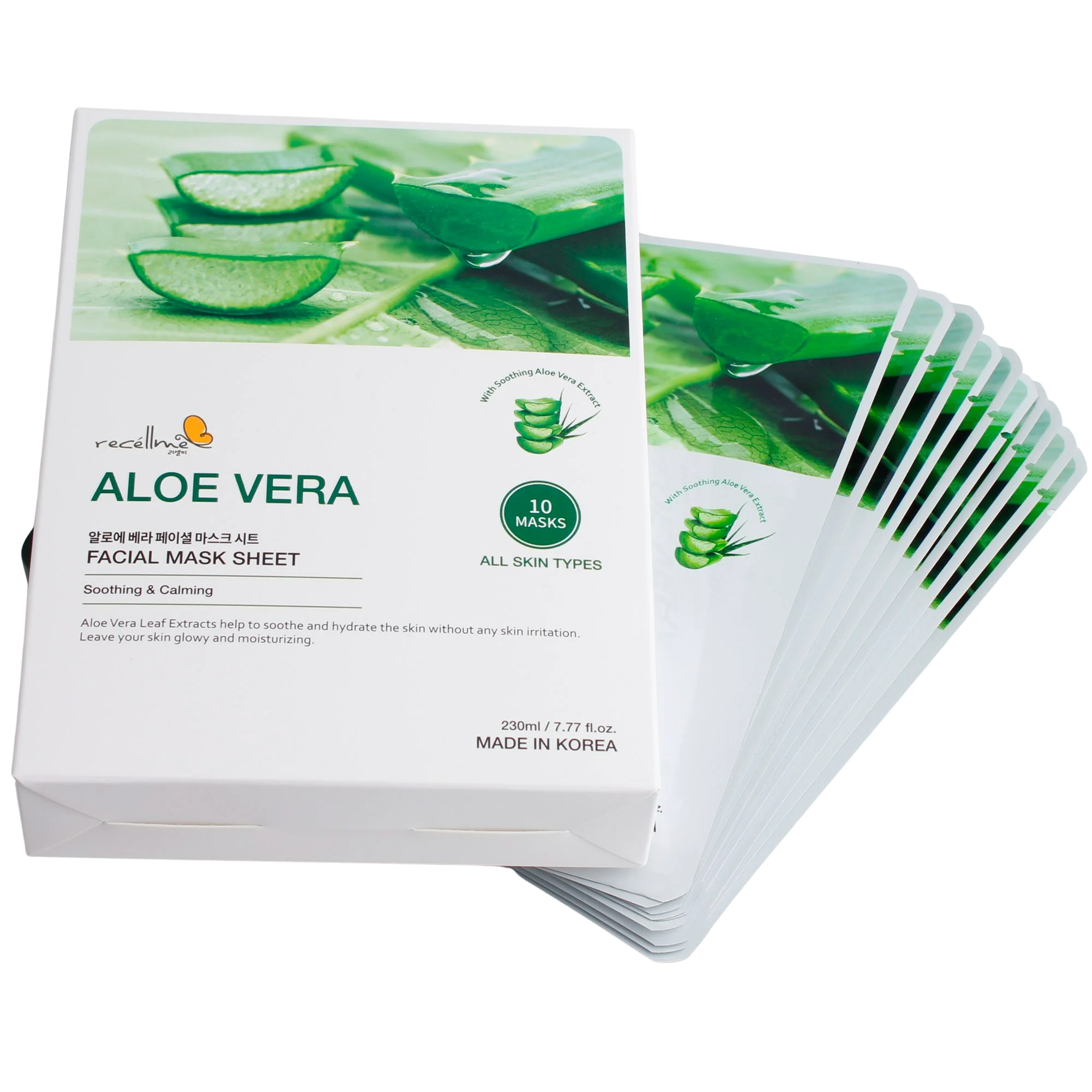 Aloe Vera Face Sheet Mask for Korean Skincare cosmetics OEM, ODM for Customizing your private label, logo